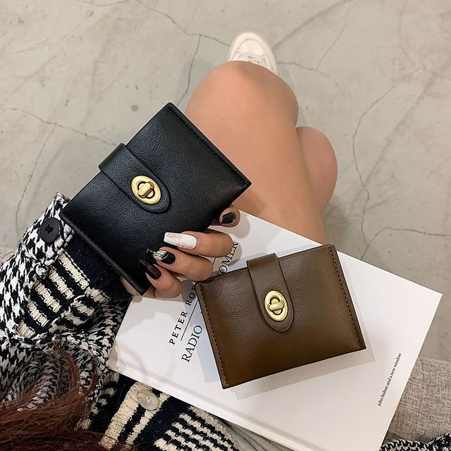 Basaran-Plain Faux Leather Card Holder