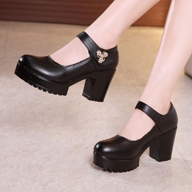 Freesia-Platform Block Heel Mary Jane Pumps