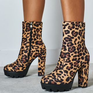 Anran Leopard Print Chunky Heel 
