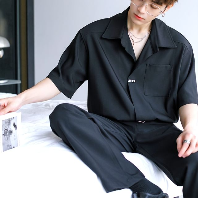 Savenne-Elbow-Sleeve Plain Shirt