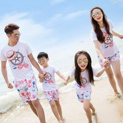 Hinode - Family Matching Set: Ship's Wheel Printed Short Sleeve T-Shirt + Printed Shorts Hinode - Family Matching Set: Ship's Wheel Printed Short Sleeve T-Shirt + Printed Shorts