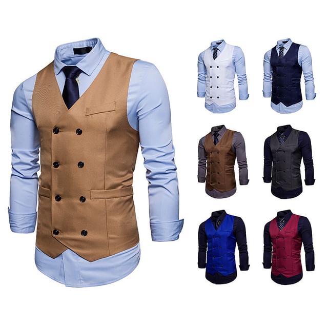 FORSETI-V-Neck Double-Breasted Vest