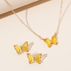Vonluxe - Set: Butterfly Earring + Necklace