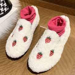 Weiya - Strawberry Embroidered Slip-Ons Weiya - Strawberry Embroidered Slip-Ons