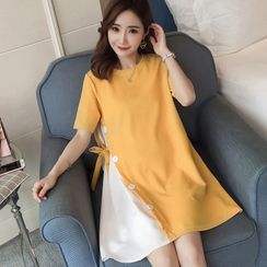 EZ Life - 孕婦短袖拼接迷你A字T裇裙 EZ Life - 孕婦短袖拼接迷你A字T裇裙
