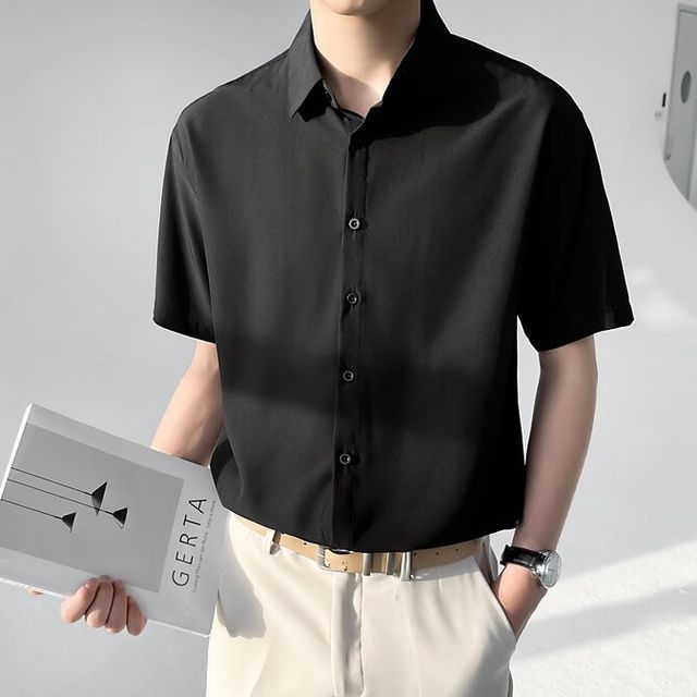 Naideth-Short-Sleeve Plain Shirt