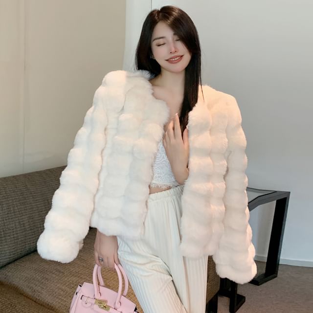 Dragan Pulse-Plain Fluffy Open Front Jacket