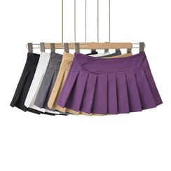 Low Waist Plain Mini Pleated Skirt