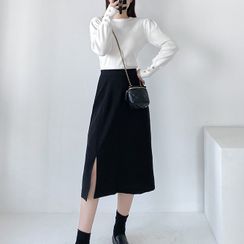 Snow Clover - Slit Midi A-Line Skirt (Various Designs)