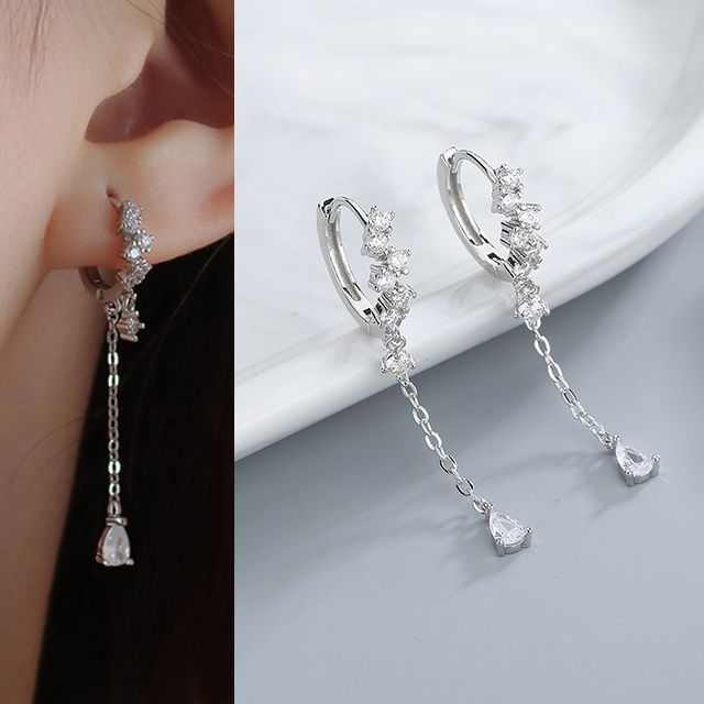 Chimerro-Rhinestone Chain Alloy Dangle Earring