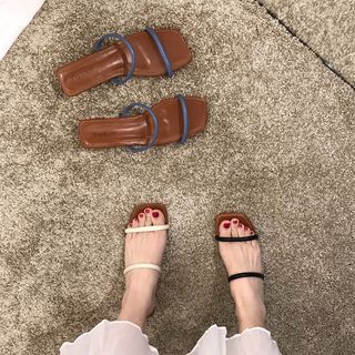 low heel slide sandals