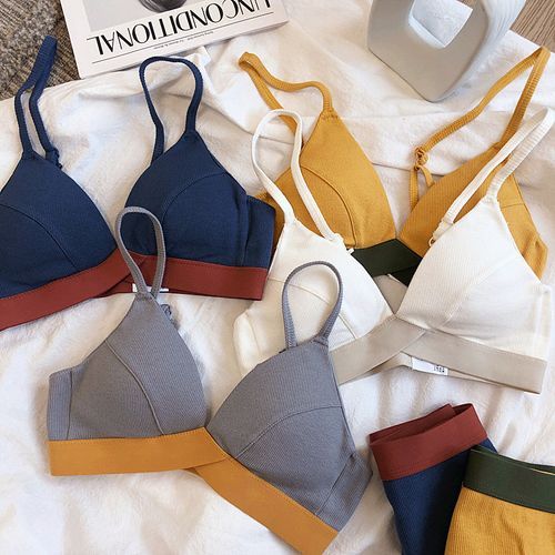 Mimimint - Set: Contrast Trim Wireless Bra + Panties