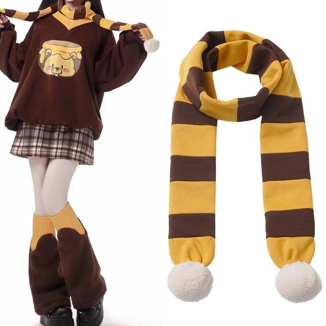 Florimi-Striped Pom Pom Scarf