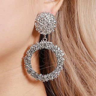 Cheermo-Rhinestone Hoop Drop Earring