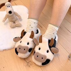 Yuja Girl - Cow Themed Fluffy Home Slippers