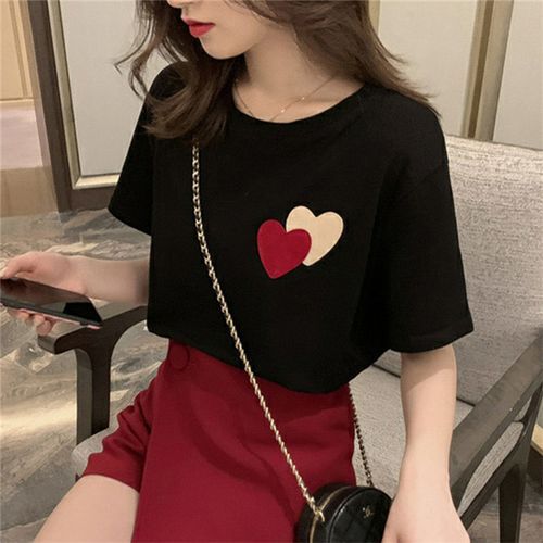 Heart Embroidered T-shirt