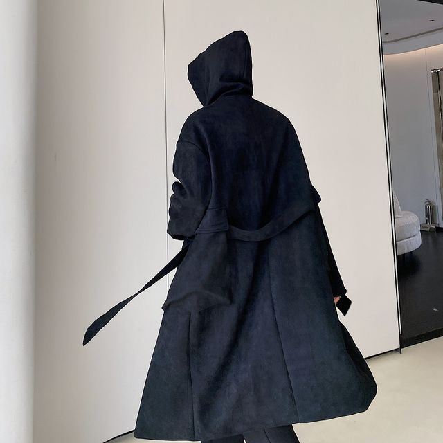 Bjorn Faux Suede Hooded Trench Coat YesStyle