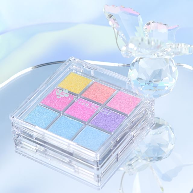 SheenEffect-9 Colors Glittery Chameleon Eyeshadow Palette - Palette fards pailletés néon
