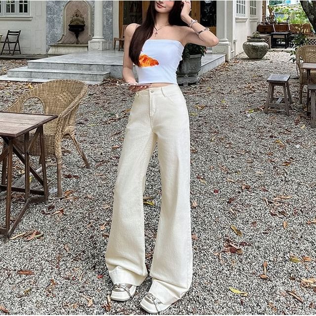 Denimot-Mid Waist Flared Jeans Various Designs