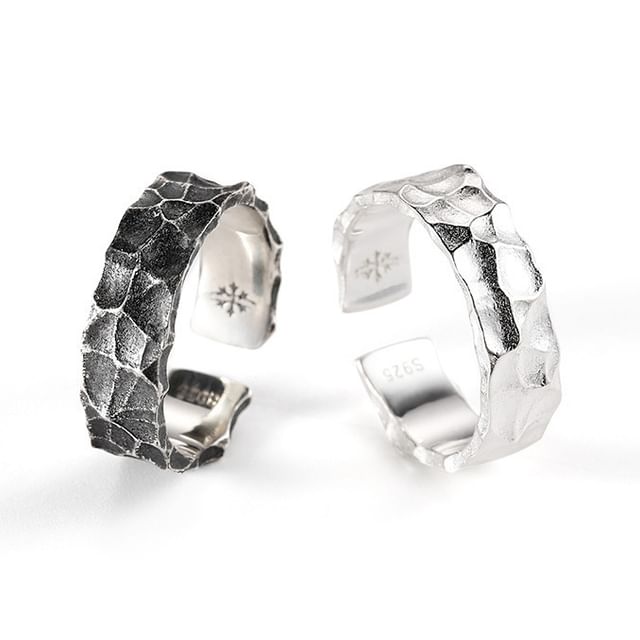 Tinseltown-Textured Stainless Steel Open Ring