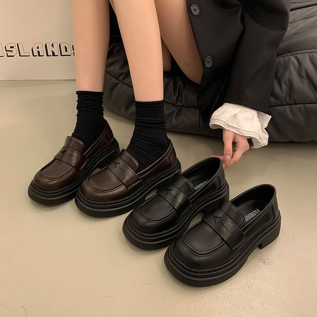 Bolitin Faux Leather Platform Penny Loafers YesStyle