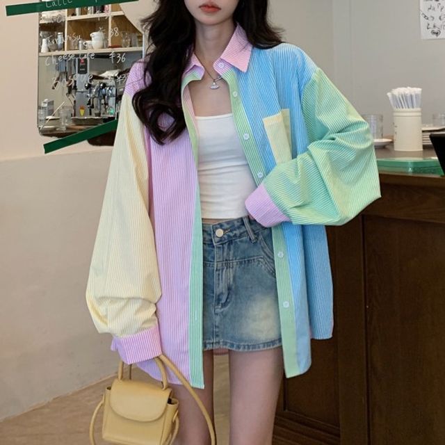 Yako-Long-Sleeve Striped Shirt