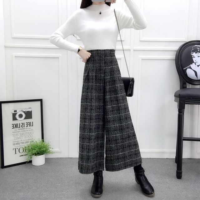 Omibayo-High Waist Cropped Wide Leg Pants
