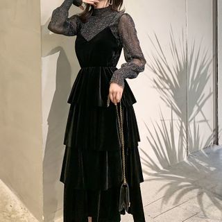 velvet pinafore dress