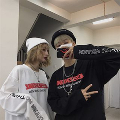 Porstina - Camiseta con letras de manga larga a juego con la pareja Porstina - Camiseta con letras de manga larga a juego con la pareja