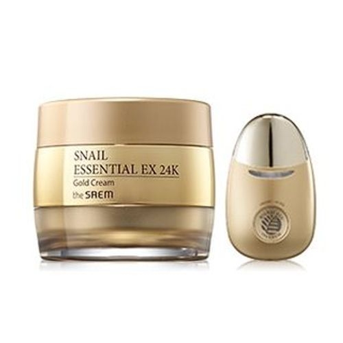 The Saem - Snail Essential EX 24K Gold Cream Set: Cream 50ml +