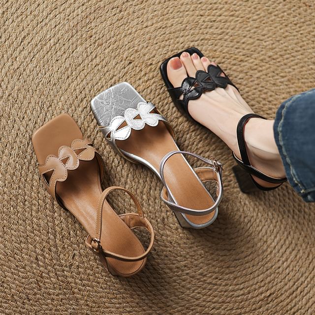 Cinnabelle-Square-Toe Chunky Heel Sandals