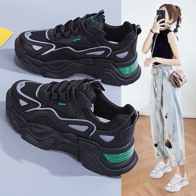 Fromhere-Color Block Platform Athletic Sneakers