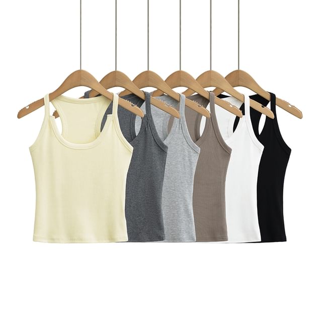Ulark-Scoop Neck Plain Tank Top