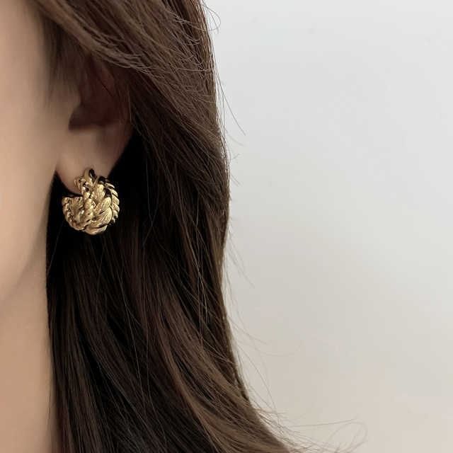Hansha-Sterling Silver Braided Hoop Earring