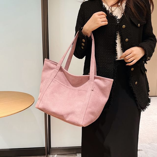 NewTown-Faux Suede Tote Bag