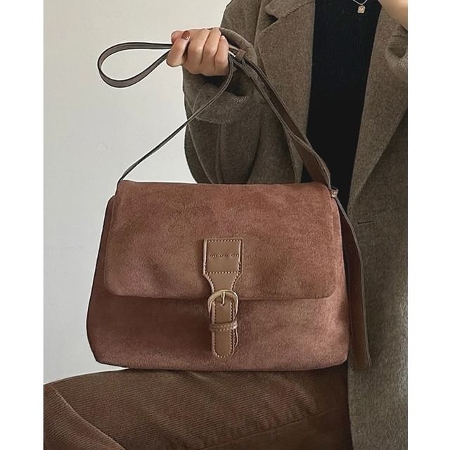 Bolso-Plain Buckled Satchel Bag