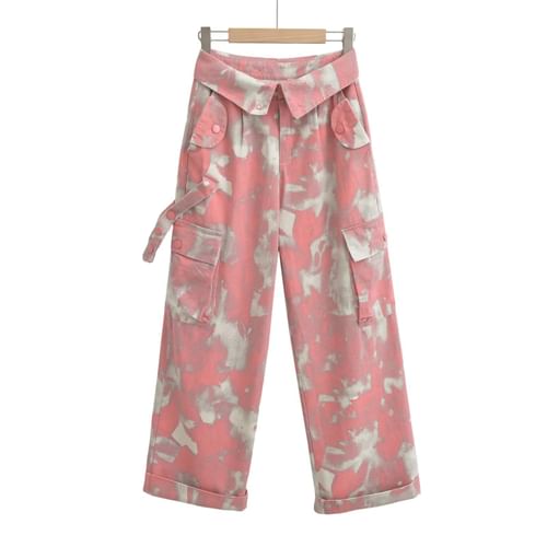 Pink Camouflage High Waist Pants