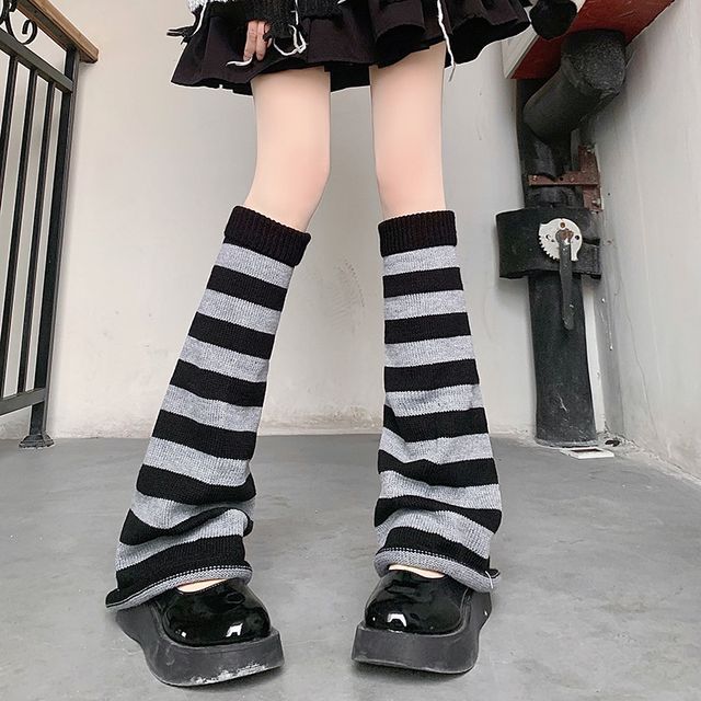 Gentiana-Striped Knit Legwarmers