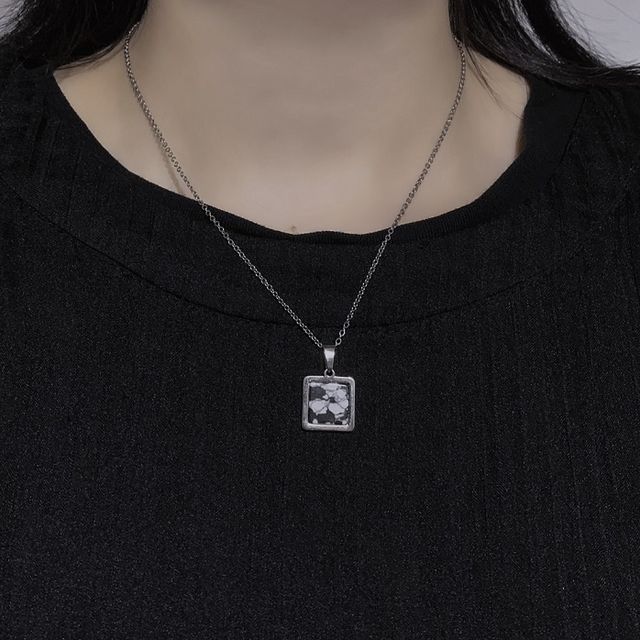 PANGU-Marble Square Pendant Necklace