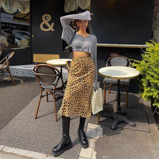 leopard maxi skirt 80