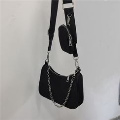 Gabbie - Chain Plain Nylon Crossbody Bag