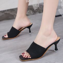 Weiya - Flared Heel Slide Sandals Weiya - Flared Heel Slide Sandals