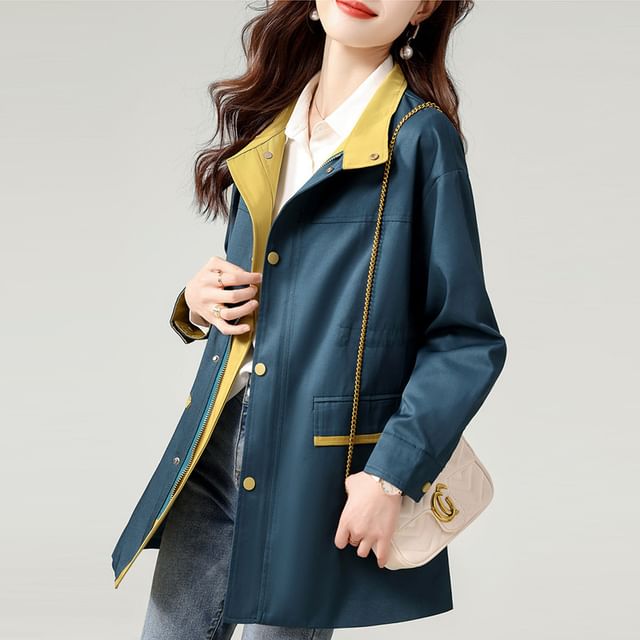 Jeonseon-Two-Tone Button-Up Jacket