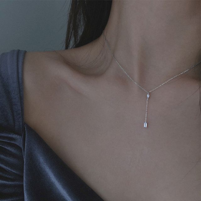 Kamuel-Rhinestone Drop Necklace