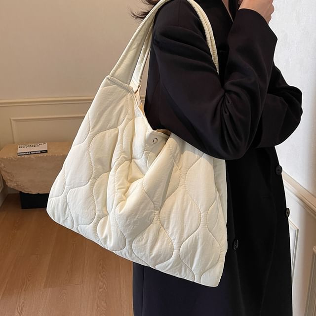 KOCORE-Plain Canvas Quilted Tote Bag