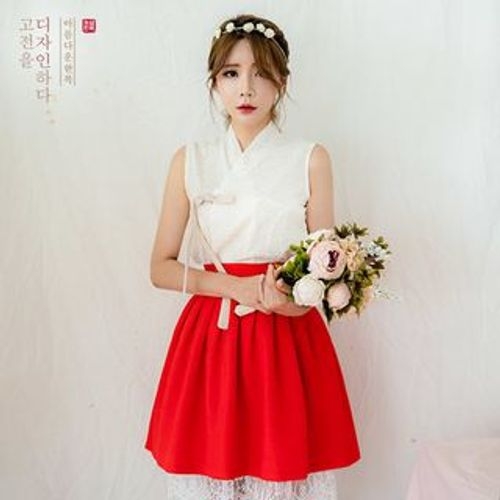 Seoul Fashion - MODERN HANBOK Set: Sleeveless Top + Mini