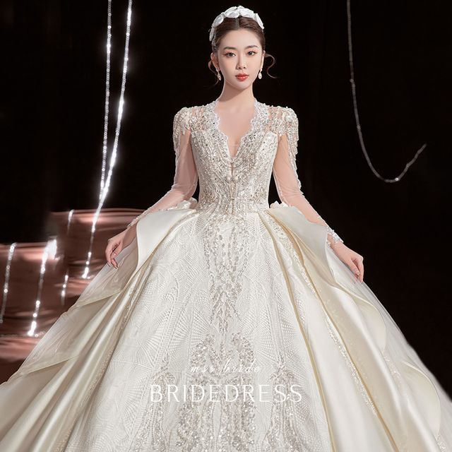 festive dress to impress Long Sleeve Crystal Fit-and-Flare Dress main image 0