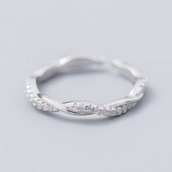 A’ROCH(エーロック) - 925 Sterling Silver Rhinestone Twisted Open Ring