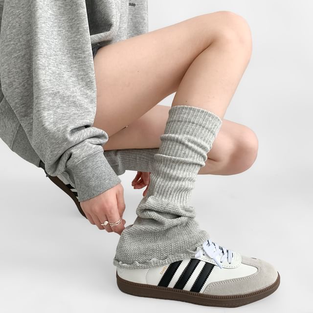 Desperim-Plain Ribbed Knit Leg Warmers