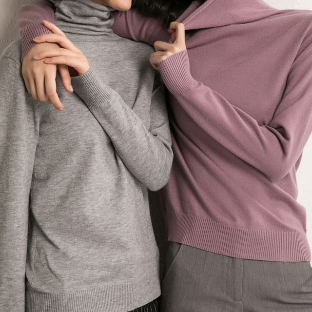 Keiko Girl-Turtleneck Plain Sweater
